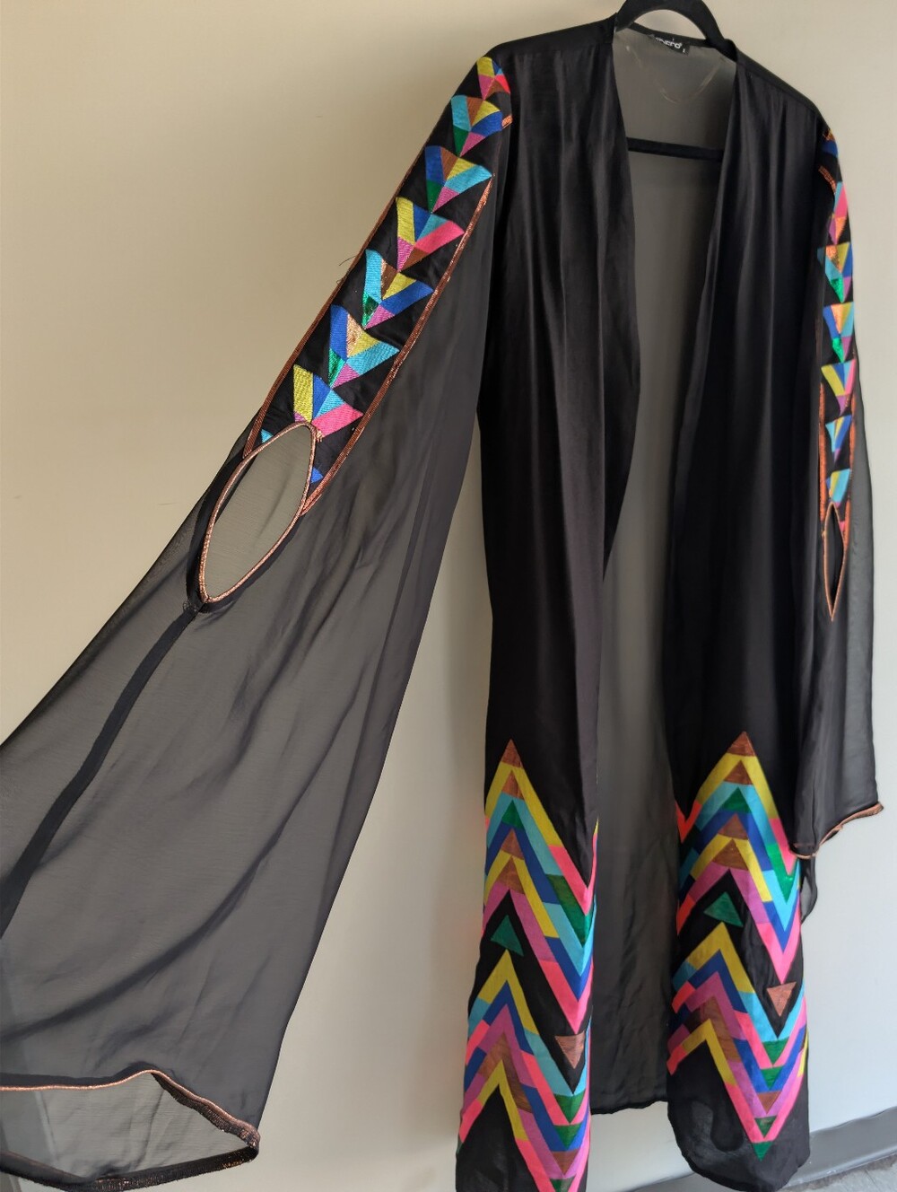 Piyano Sheer Swim Cover-Up with Multi-Color Chevron Accents - Picture 5 of 11